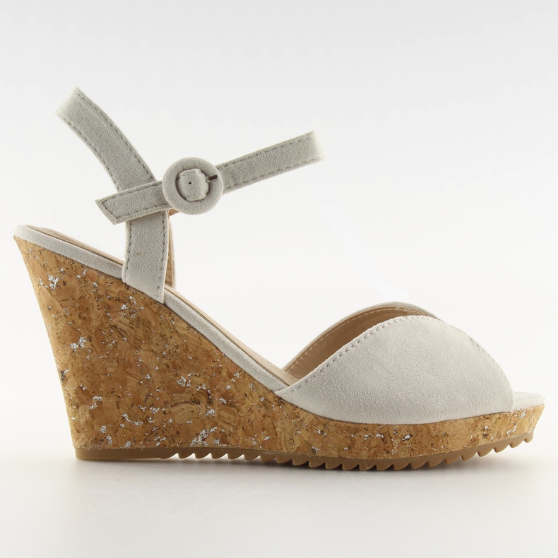 Graue Sandalen auf Keilabsatz aus Kork 3811
