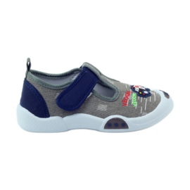 American Club graue Kindersneaker mit Klettverschluss 105/2018 marineblau