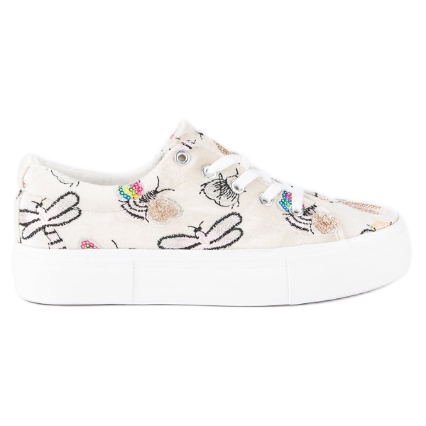 Kylie Velours-Turnschuhe auf der Plattform beige