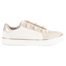 American Club Damenturnschuhe mit Perlen beige