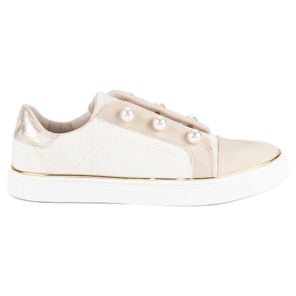 American Club Damenturnschuhe mit Perlen beige