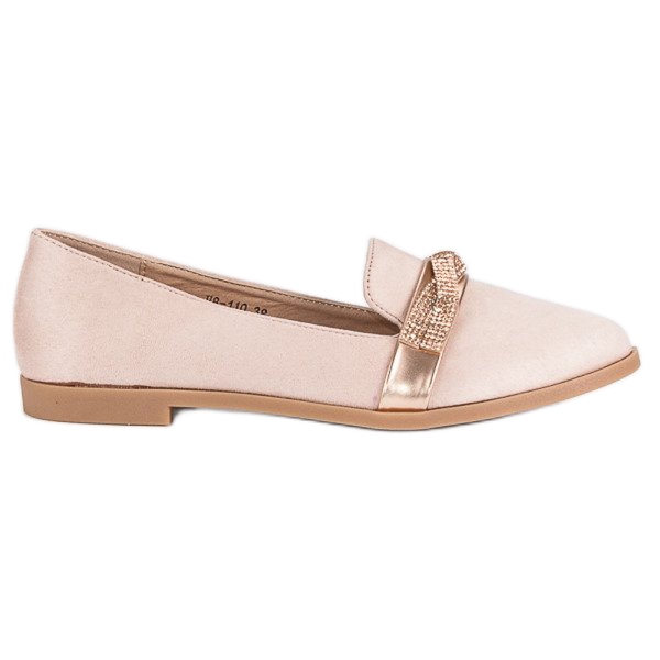 Bestelle Wildlederschuhe mit Kristallen rosa