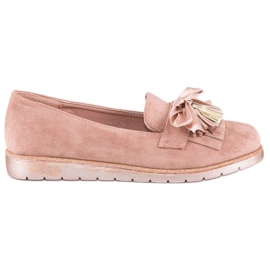 Bestelle Wildleder-Loafer mit Fransen rosa