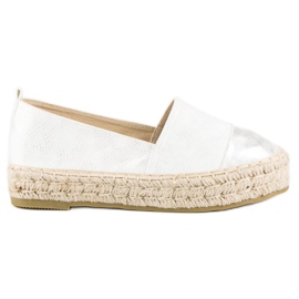 Espadrilles zum Hineinschlüpfen auf dem Plateau weiß
