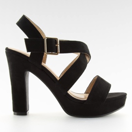 Schwarze Sandalen auf dem Pfosten BJ1602-SD schwarz