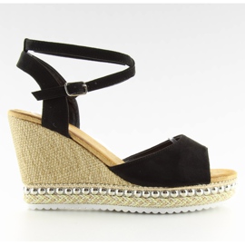 Schwarze Sandalen auf dem Keil LJ-5K41 schwarz