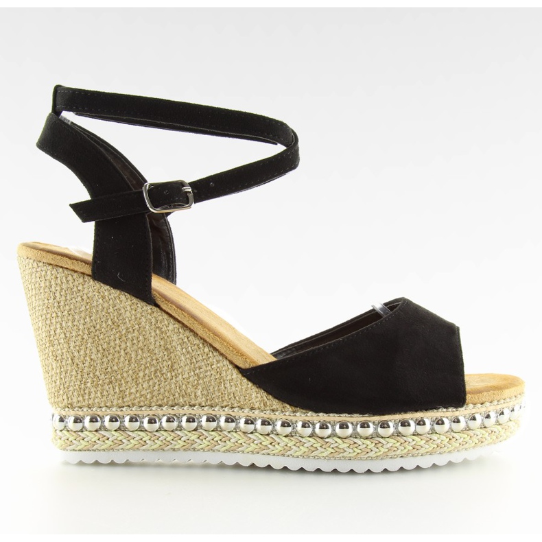 Schwarze Sandalen auf dem Keil LJ-5K41 schwarz