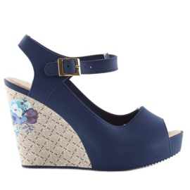 Meliski auf Wedges, marineblau KM115-3