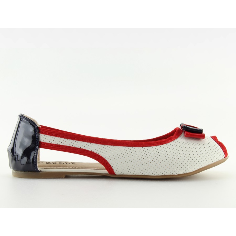 Weiße Ballerinas mit offener Spitze D314 WEISS / MARINEBLAU