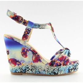 Keilsandalen aus Satin 903 blau