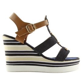 Schwarz YQ05 Schwarze Keilsandalen