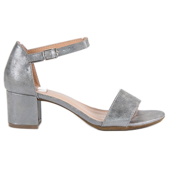 Filippo Sandalen auf einem niedrigen Pfosten grau