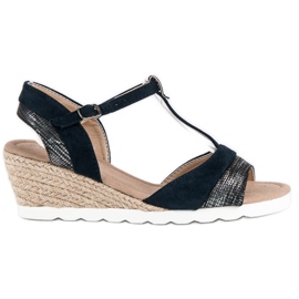 Evento Espadrilles auf Keilsandalen grau marineblau