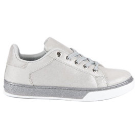Silber gebundene Turnschuhe grau