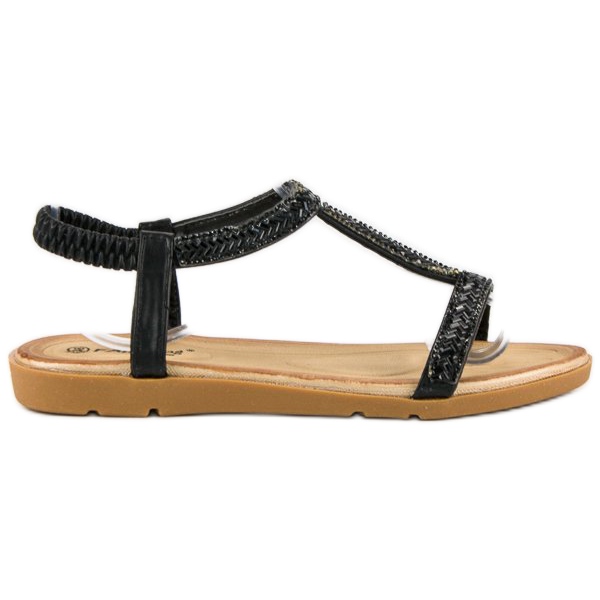 Fama Schwarze Sandalen mit Gummiband