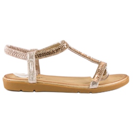 Fama Goldene Sandalen mit Gummiband