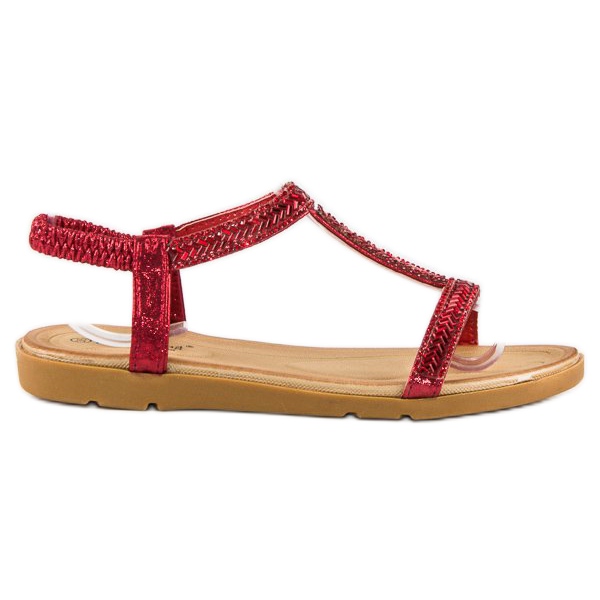 Fama Rote Sandalen mit einem Gummiband