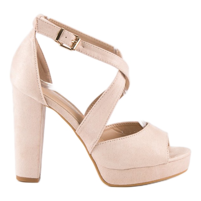 Sandalen auf einem hohen Pfosten braun mehrfarbig