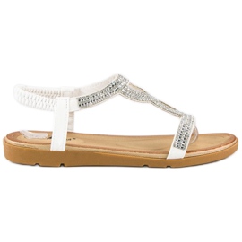 Fama Flache Sandalen mit Zirkonia weiß
