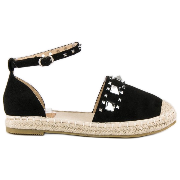 Flache Espadrilles-Sandalen schwarz