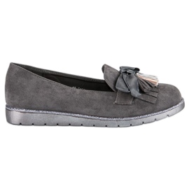 Bestelle Wildleder-Loafer mit Fransen grau