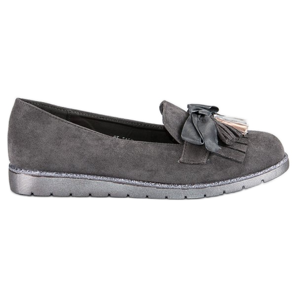 Bestelle Wildleder-Loafer mit Fransen grau