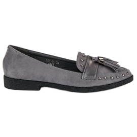 Graue Loafer mit Fransen