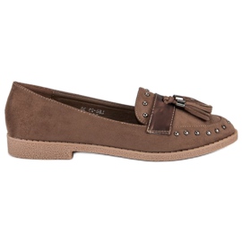 Braune Mokassins mit Fransen