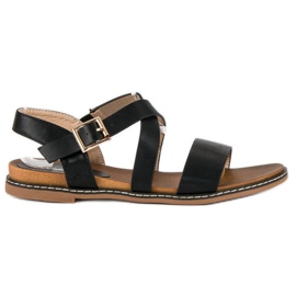 Bello Star Flache Sandalen mit Schnalle schwarz