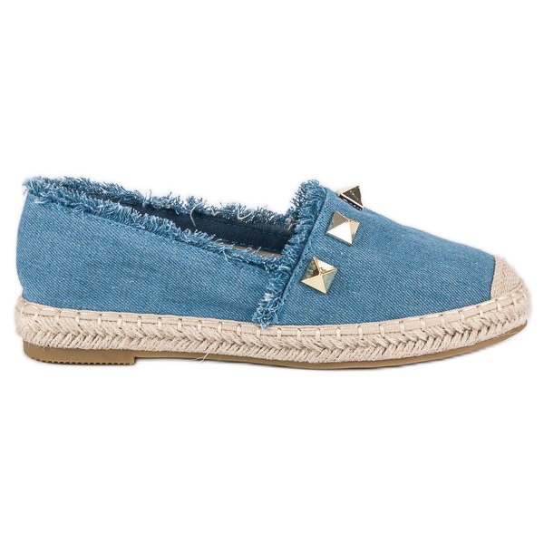 Bestelle Denim-Espadrilles mit Strasssteinen blau