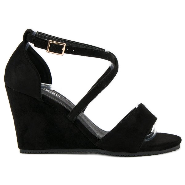 Schwarze Wildledersandalen