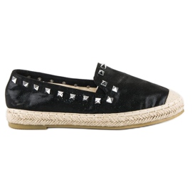 Forever Folie Schwarze Espadrilles mit Nieten