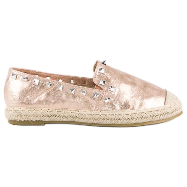Forever Folie Pinkfarbene Espadrilles mit Nieten rosa