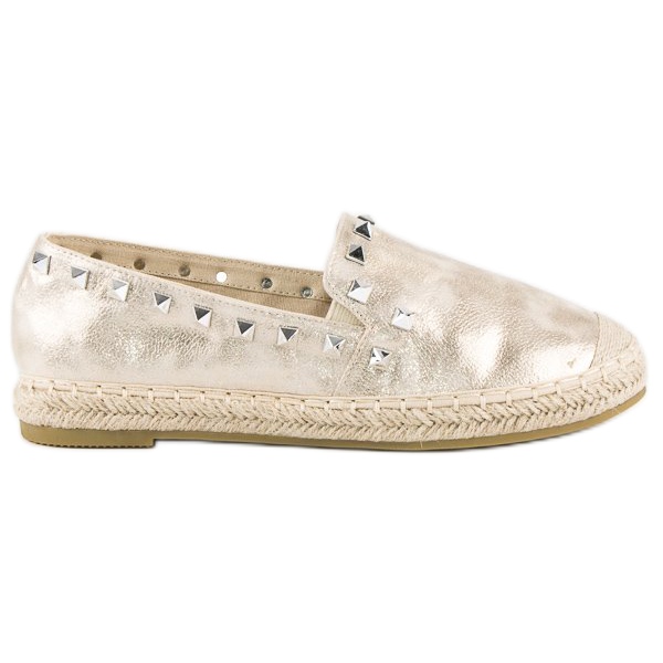 Forever Folie Goldene Espadrilles mit Nieten