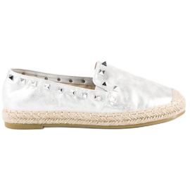 Forever Folie Silberne Espadrilles mit Nieten grau