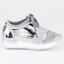 Silberne Slip-On Sneakers grau