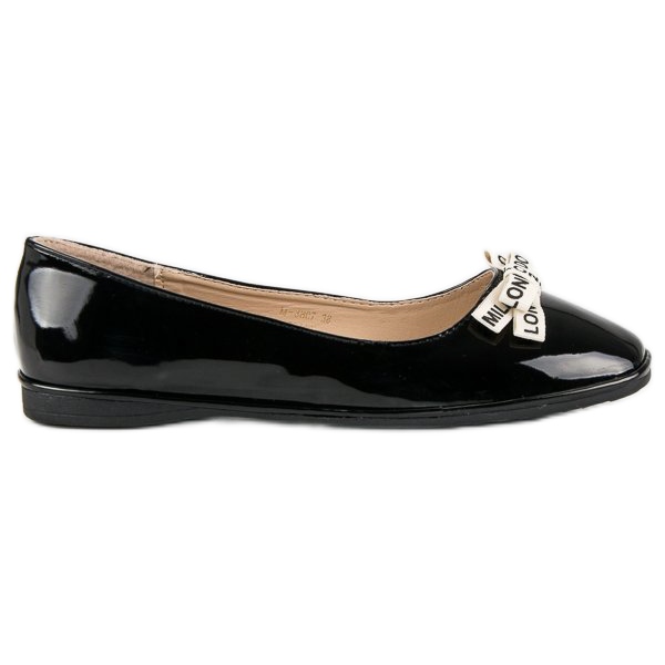 Ideal Shoes Schwarz lackierte Ballerinas