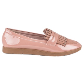 Rosa lackierte Loafer