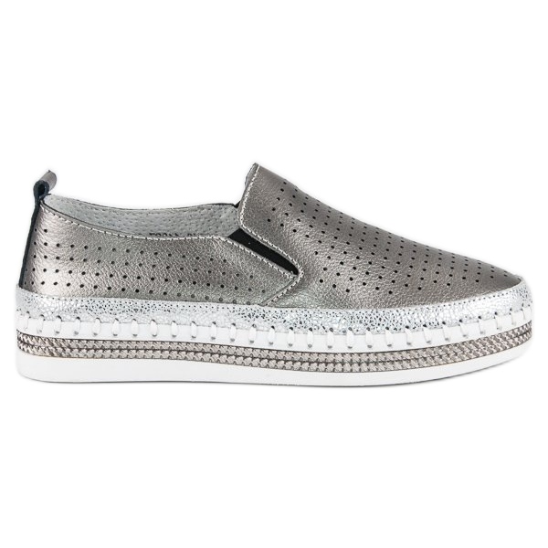 Turnschuhe aus Vinceza-Leder grau