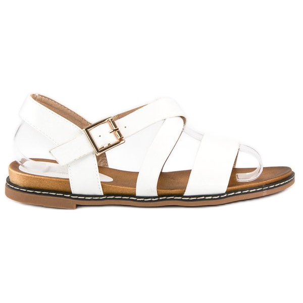 Bello Star Flache Sandalen mit Schnalle weiß
