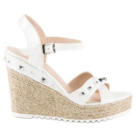 Bello Star Espadrilles mit Keilabsatz und Strasssteinen weiß