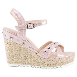 Bello Star Espadrilles mit Keilabsatz und Strasssteinen rosa
