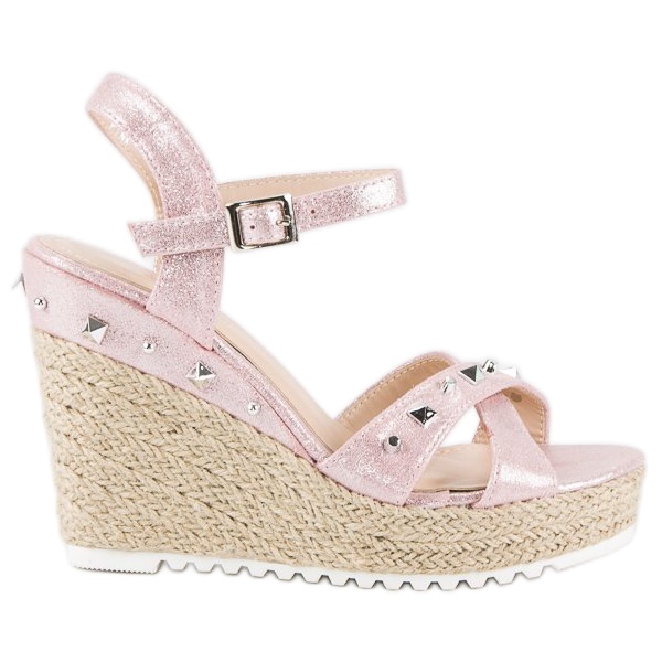 Bello Star Espadrilles mit Keilabsatz und Strasssteinen rosa