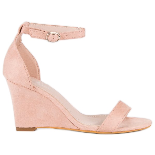 Keilsandalen aus Wildleder rosa