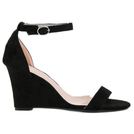 Keilsandalen aus Wildleder schwarz