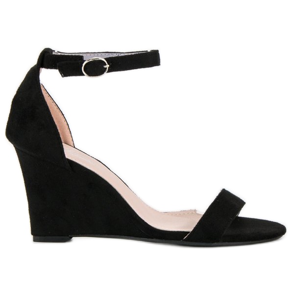 Keilsandalen aus Wildleder schwarz