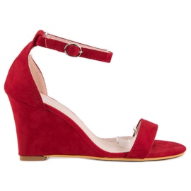 Keilsandalen aus Wildleder rot