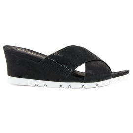 Ideal Shoes Schwarze Keilpantoffeln