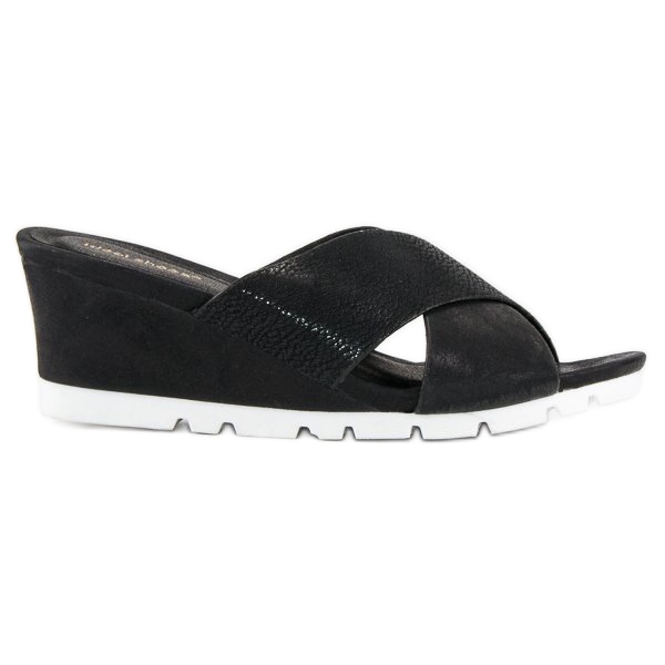 Ideal Shoes Schwarze Keilpantoffeln