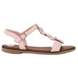 L. Lux. Shoes Flache Sandalen aus Wildleder rosa